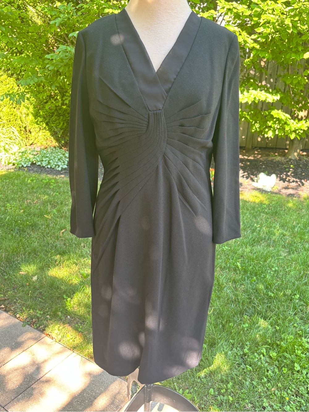 Valentino Black Long-Sleeve V-Neck  Dress